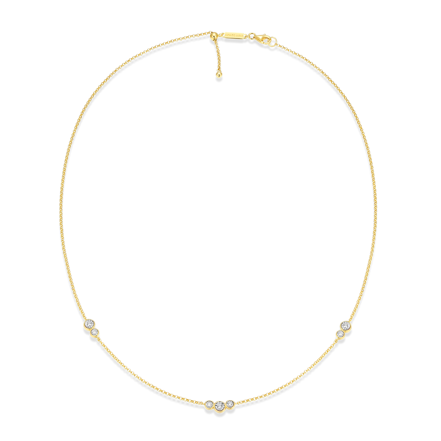 Trio Bezel-Set Lab-Created Diamond Station Bolo Necklace in 14K Yellow Gold-Plated Sterling Silver | M by Monte Luna