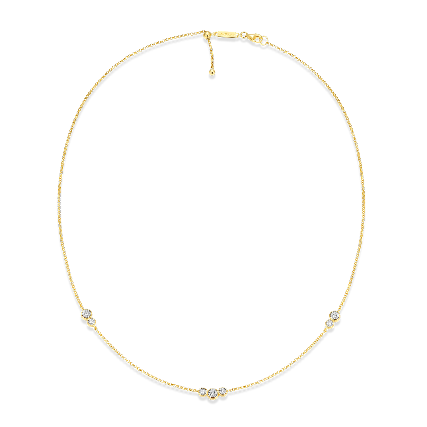 Trio Bezel-Set Lab-Created Diamond Station Bolo Necklace in 14K Yellow Gold-Plated Sterling Silver | M by Monte Luna