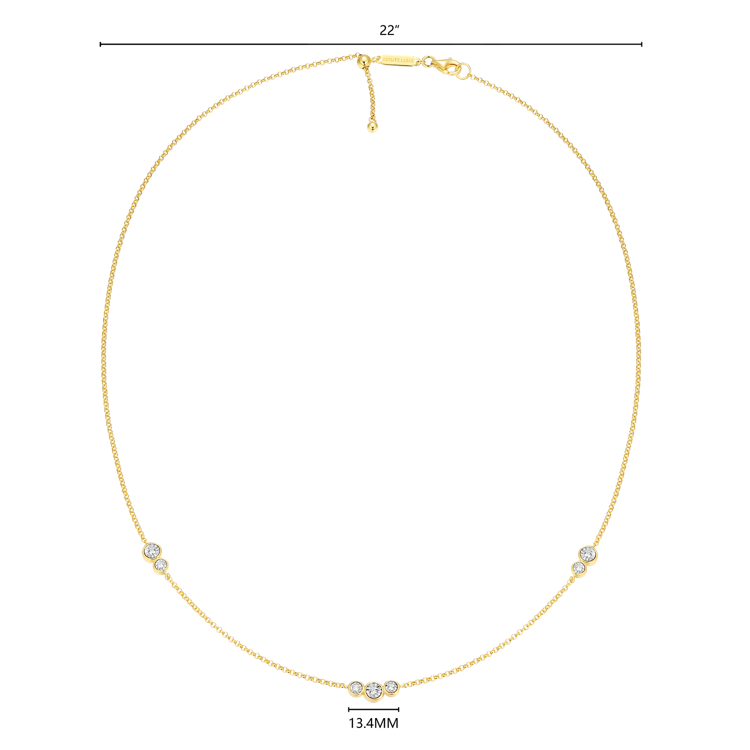Trio Bezel-Set Lab-Created Diamond Station Bolo Necklace in 14K Yellow Gold-Plated Sterling Silver | M by Monte Luna
