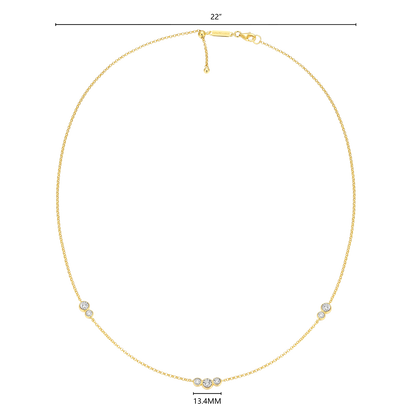 Trio Bezel-Set Lab-Created Diamond Station Bolo Necklace in 14K Yellow Gold-Plated Sterling Silver | M by Monte Luna
