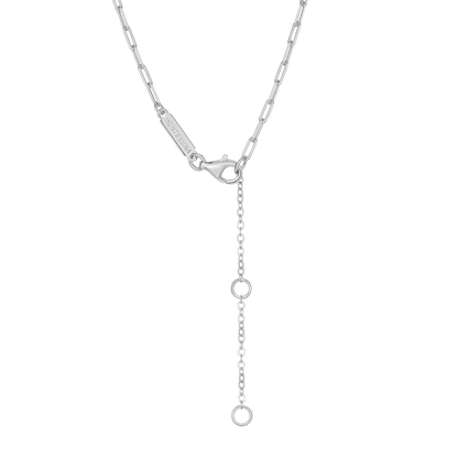 September Birthstone Lab-Created Sapphire & Lab-Created Diamond Mini Paperclip Necklace in Rhodium-Plated Sterling Silver | M by Monte Luna