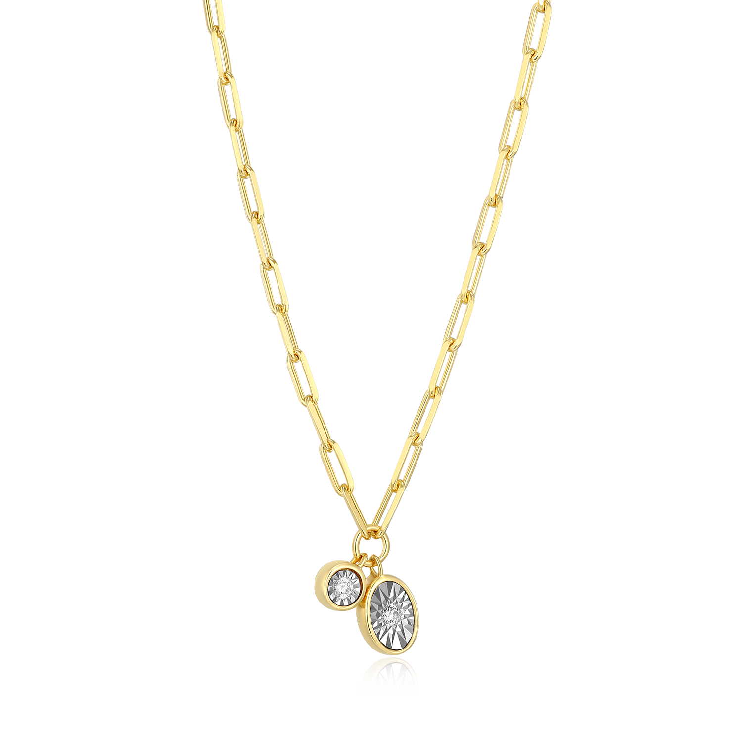 April Birthstone Lab-Created Diamond Mini Paperclip Necklace in 14K Yellow Gold-Plated Sterling Silver | M by Monte Luna