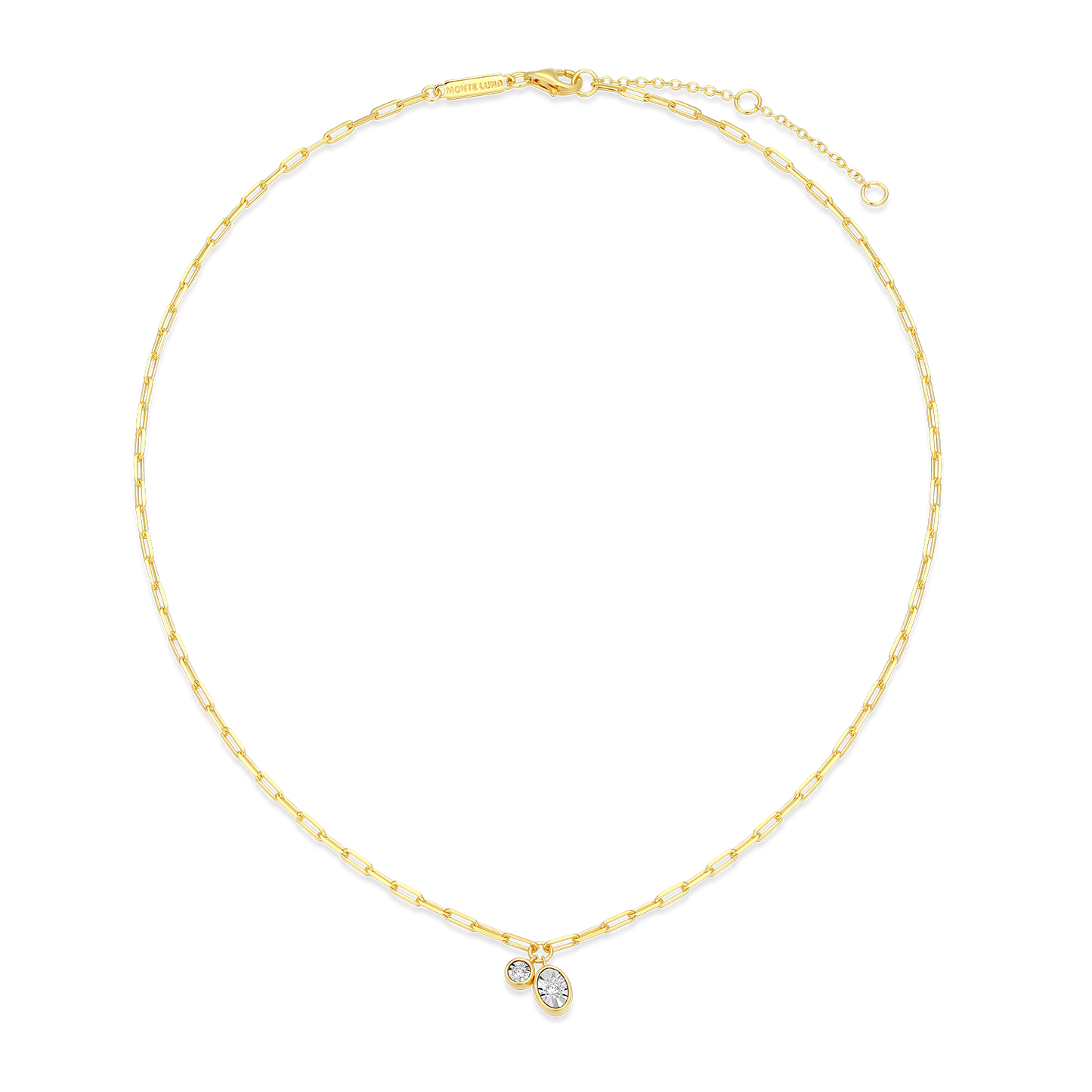 April Birthstone Lab-Created Diamond Mini Paperclip Necklace in 14K Yellow Gold-Plated Sterling Silver | M by Monte Luna