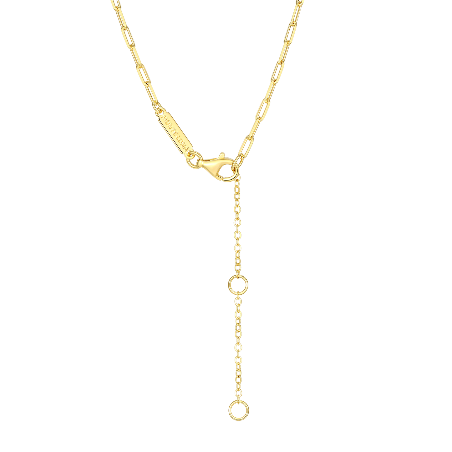 September Birthstone Lab-Created Sapphire & Lab-Created Diamond Mini Paperclip Necklace in 14K Yellow Gold-Plated Sterling Silver | M by Monte Luna