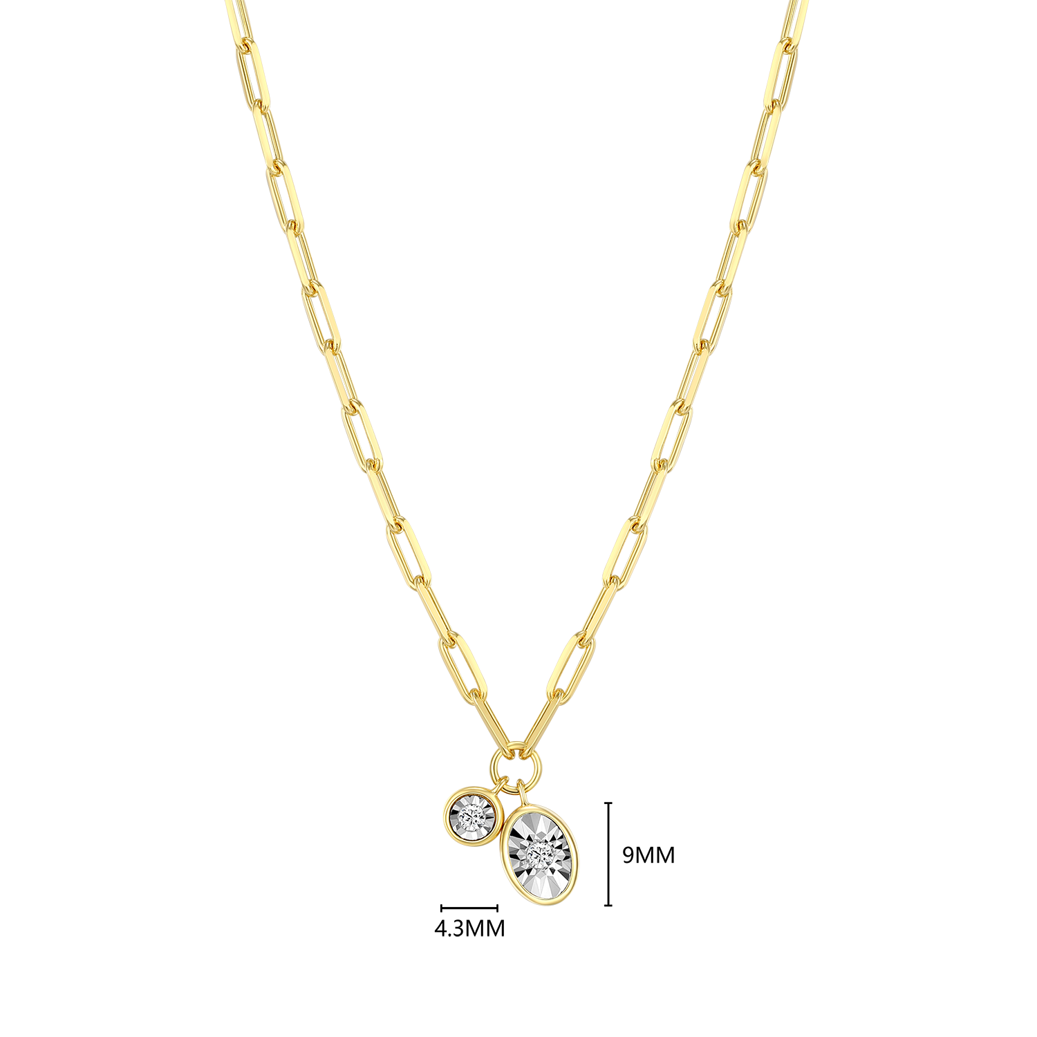 April Birthstone Lab-Created Diamond Mini Paperclip Necklace in 14K Yellow Gold-Plated Sterling Silver | M by Monte Luna