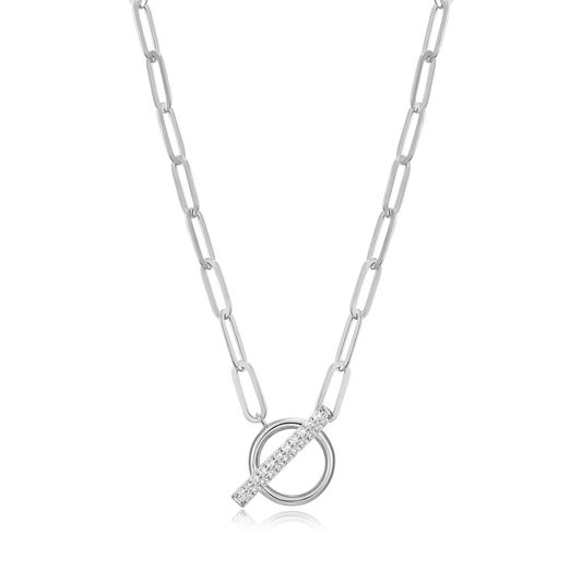 Lab-Created Diamond Toggle-Look Paperclip Necklace in Rhodium-Plated Sterling Silver | M by Monte Luna