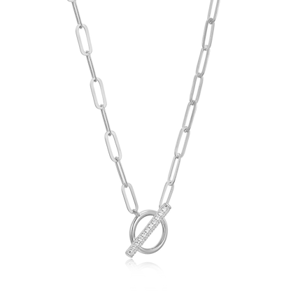 Lab-Created Diamond Toggle-Look Paperclip Necklace in Rhodium-Plated Sterling Silver | M by Monte Luna