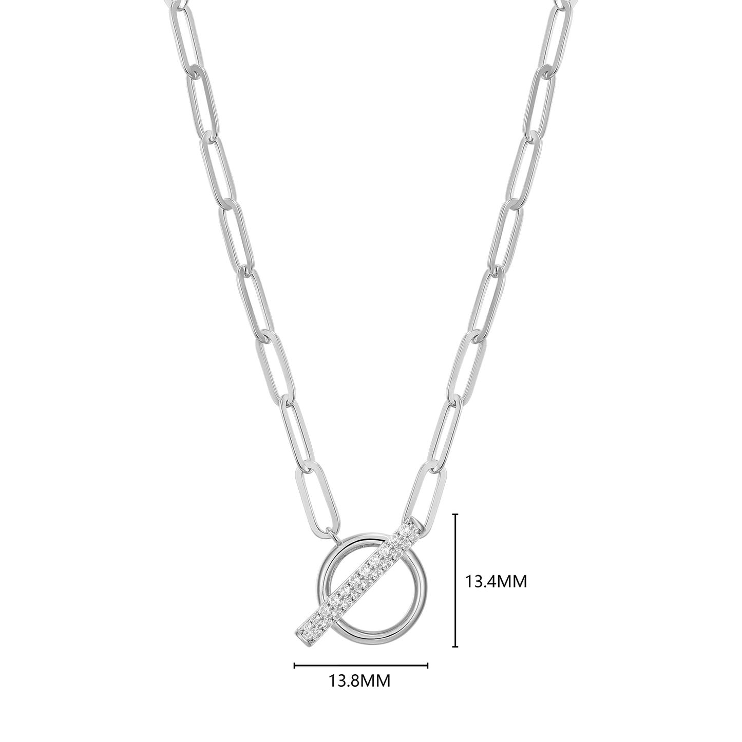 Lab-Created Diamond Toggle-Look Paperclip Necklace in Rhodium-Plated Sterling Silver | M by Monte Luna