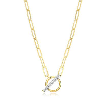 Lab-Created Diamond Toggle-Look Paperclip Necklace in 14K Yellow Gold-Plated Sterling Silver | M by Monte Luna