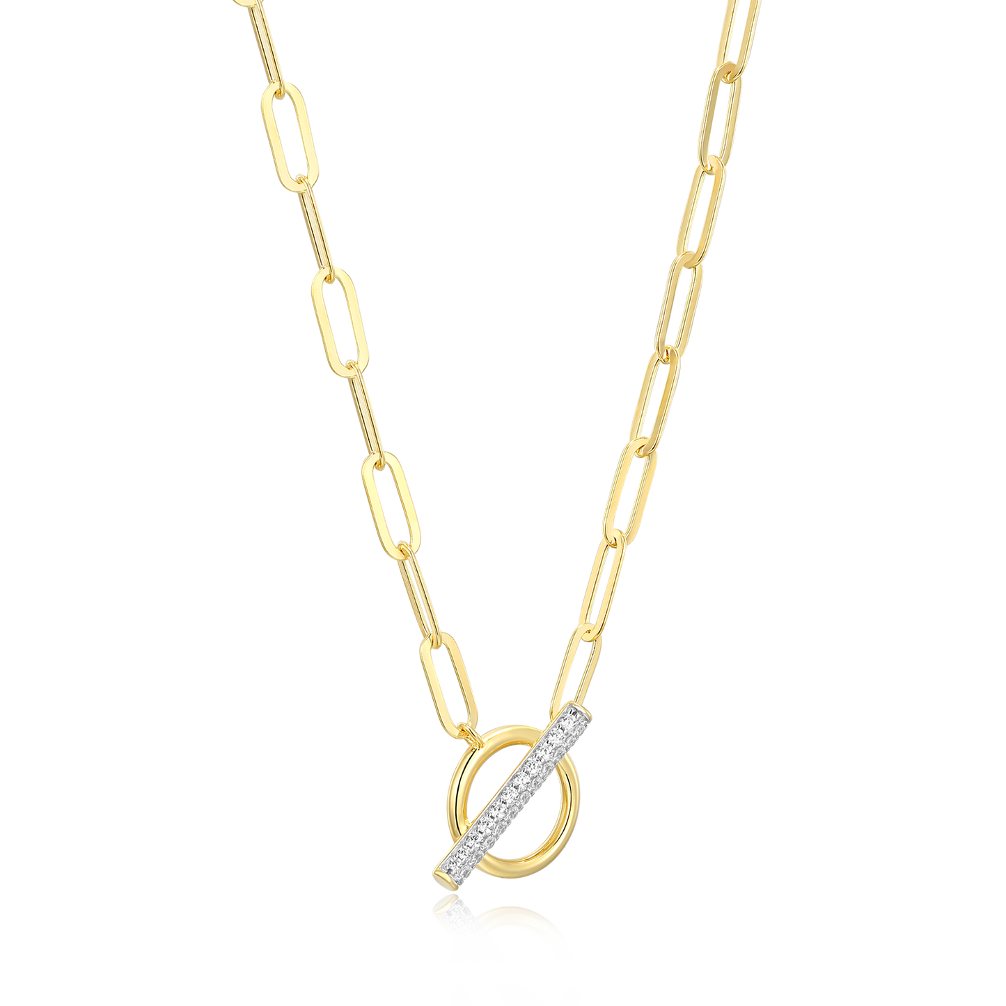 Lab-Created Diamond Toggle-Look Paperclip Necklace in 14K Yellow Gold-Plated Sterling Silver | M by Monte Luna