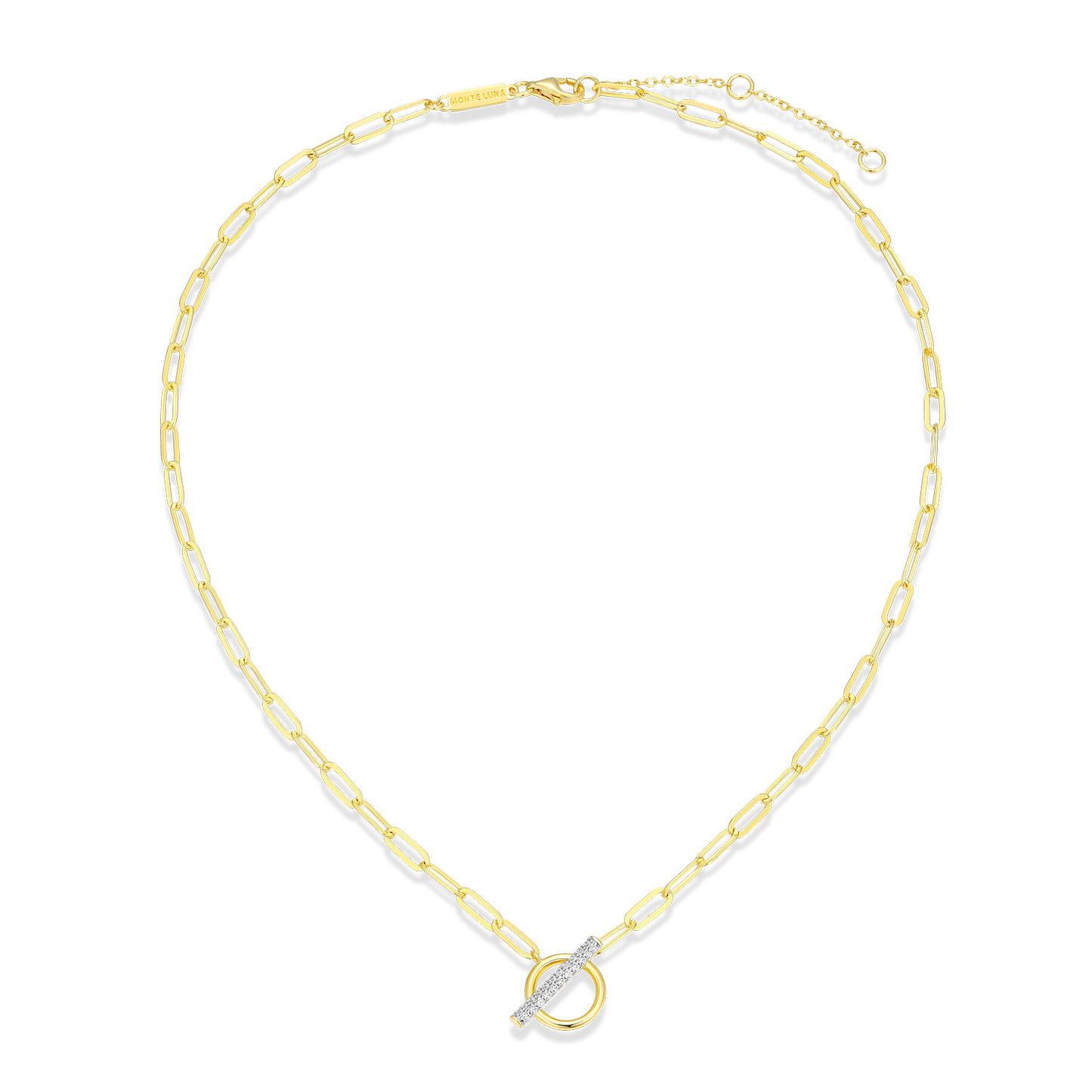 Lab-Created Diamond Toggle-Look Paperclip Necklace in 14K Yellow Gold-Plated Sterling Silver | M by Monte Luna