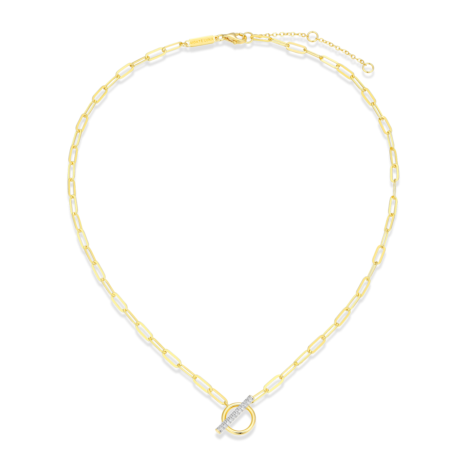 Lab-Created Diamond Toggle-Look Paperclip Necklace in 14K Yellow Gold-Plated Sterling Silver | M by Monte Luna
