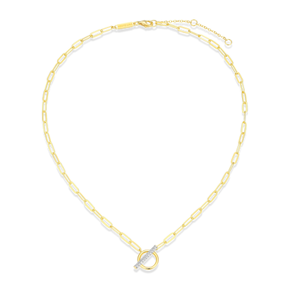 Lab-Created Diamond Toggle-Look Paperclip Necklace in 14K Yellow Gold-Plated Sterling Silver | M by Monte Luna