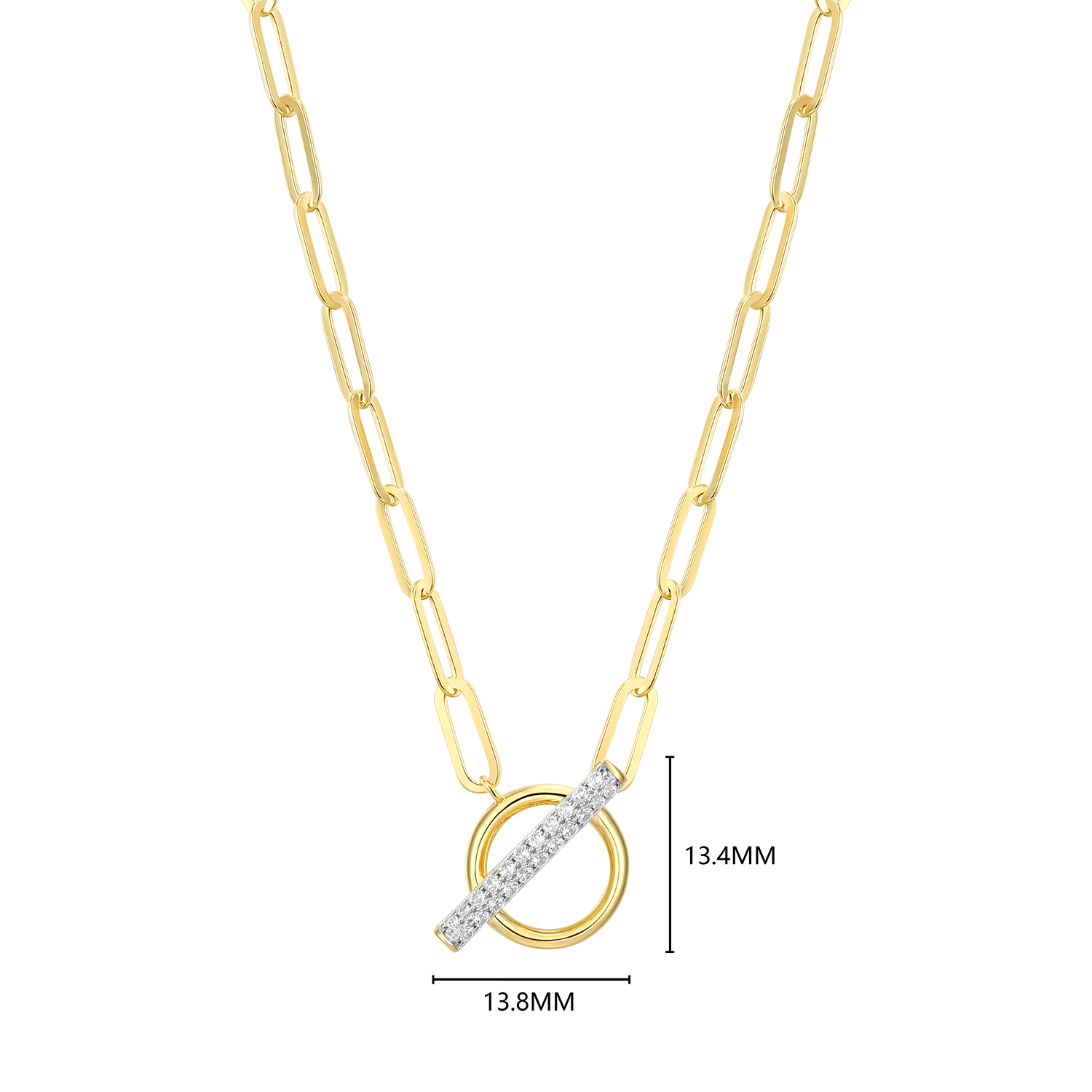Lab-Created Diamond Toggle-Look Paperclip Necklace in 14K Yellow Gold-Plated Sterling Silver | M by Monte Luna