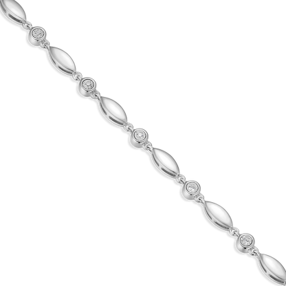 Marquise & Bezel Set Lab-Created Diamond Line Necklace in Rhodium-Plated Sterling Silver | M by Monte Luna