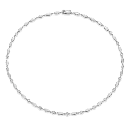 Marquise & Bezel Set Lab-Created Diamond Line Necklace in Rhodium-Plated Sterling Silver | M by Monte Luna