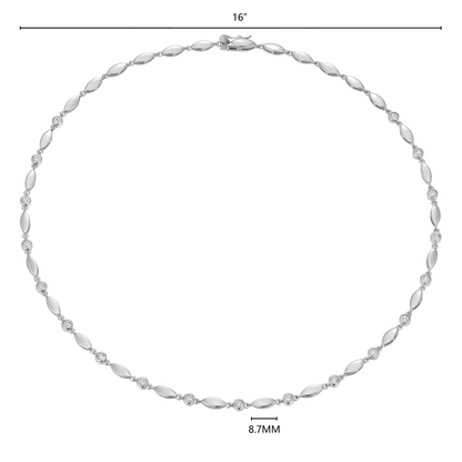 Marquise & Bezel Set Lab-Created Diamond Line Necklace in Rhodium-Plated Sterling Silver | M by Monte Luna