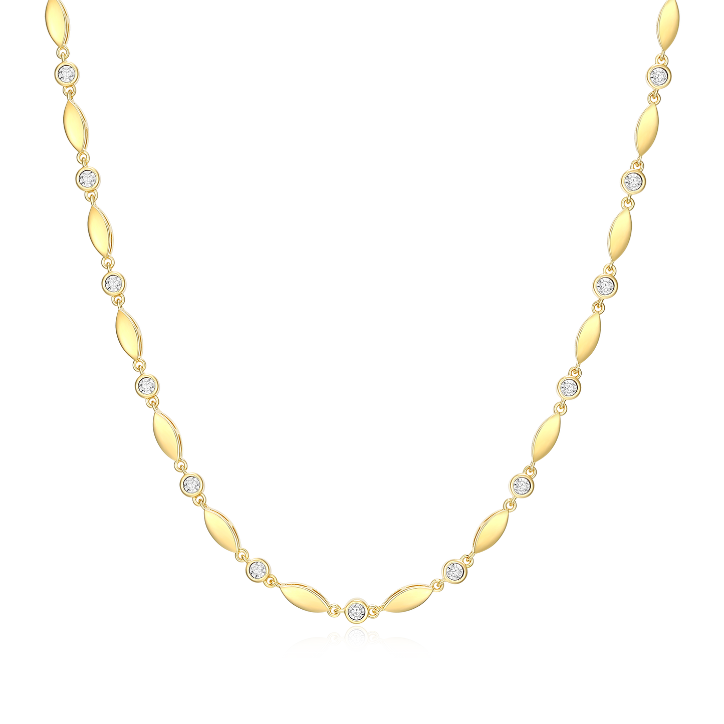 Marquise & Bezel Set Lab-Created Diamond Line Necklace in 14K Yellow Gold-Plated Sterling Silver | M by Monte Luna