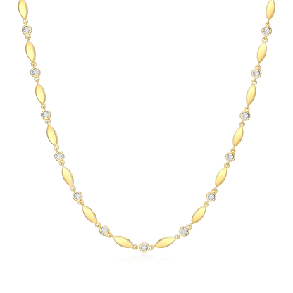 Marquise & Bezel Set Lab-Created Diamond Line Necklace in 14K Yellow Gold-Plated Sterling Silver | M by Monte Luna