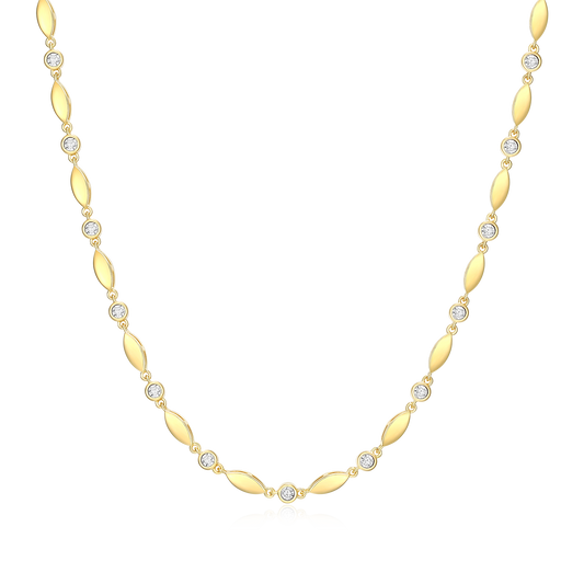 Marquise & Bezel Set Lab-Created Diamond Line Necklace in 14K Yellow Gold-Plated Sterling Silver | M by Monte Luna