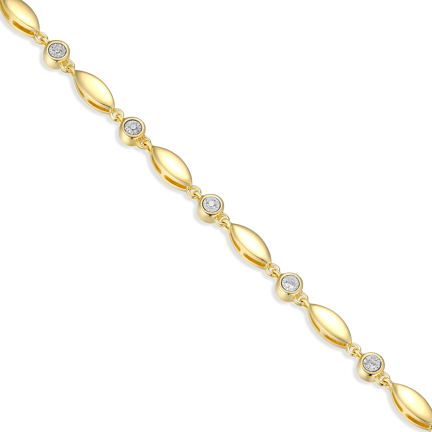 Marquise & Bezel Set Lab-Created Diamond Line Necklace in 14K Yellow Gold-Plated Sterling Silver | M by Monte Luna