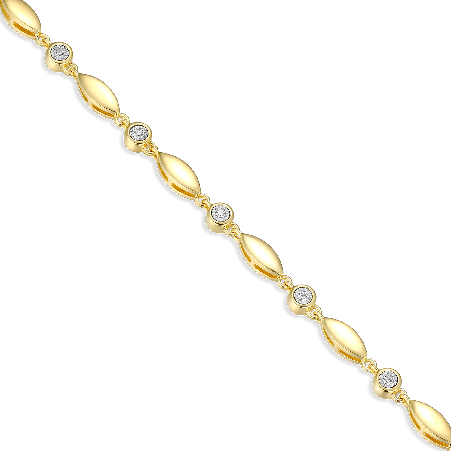 Marquise & Bezel Set Lab-Created Diamond Line Necklace in 14K Yellow Gold-Plated Sterling Silver | M by Monte Luna