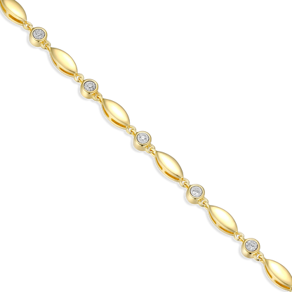 Marquise & Bezel Set Lab-Created Diamond Line Necklace in 14K Yellow Gold-Plated Sterling Silver | M by Monte Luna