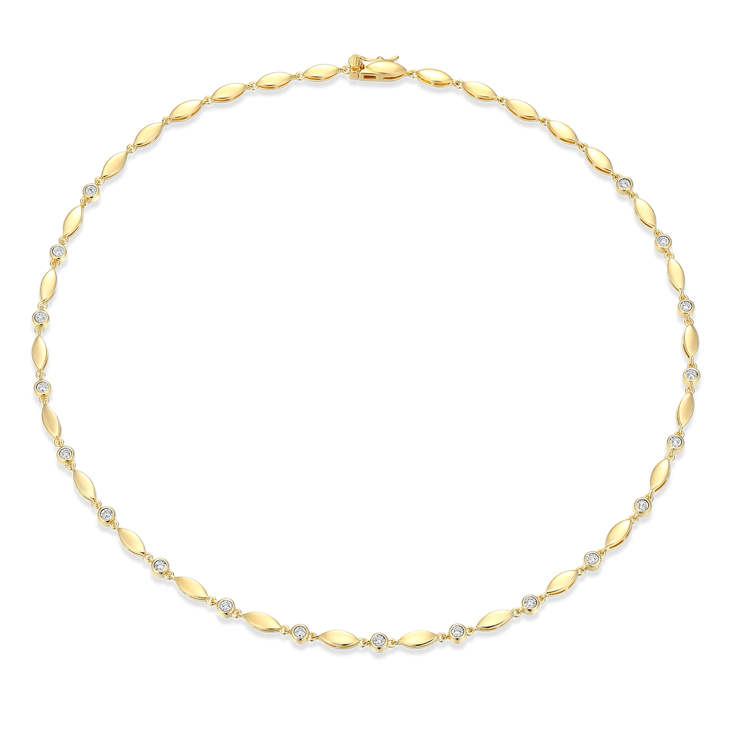 Marquise & Bezel Set Lab-Created Diamond Line Necklace in 14K Yellow Gold-Plated Sterling Silver | M by Monte Luna
