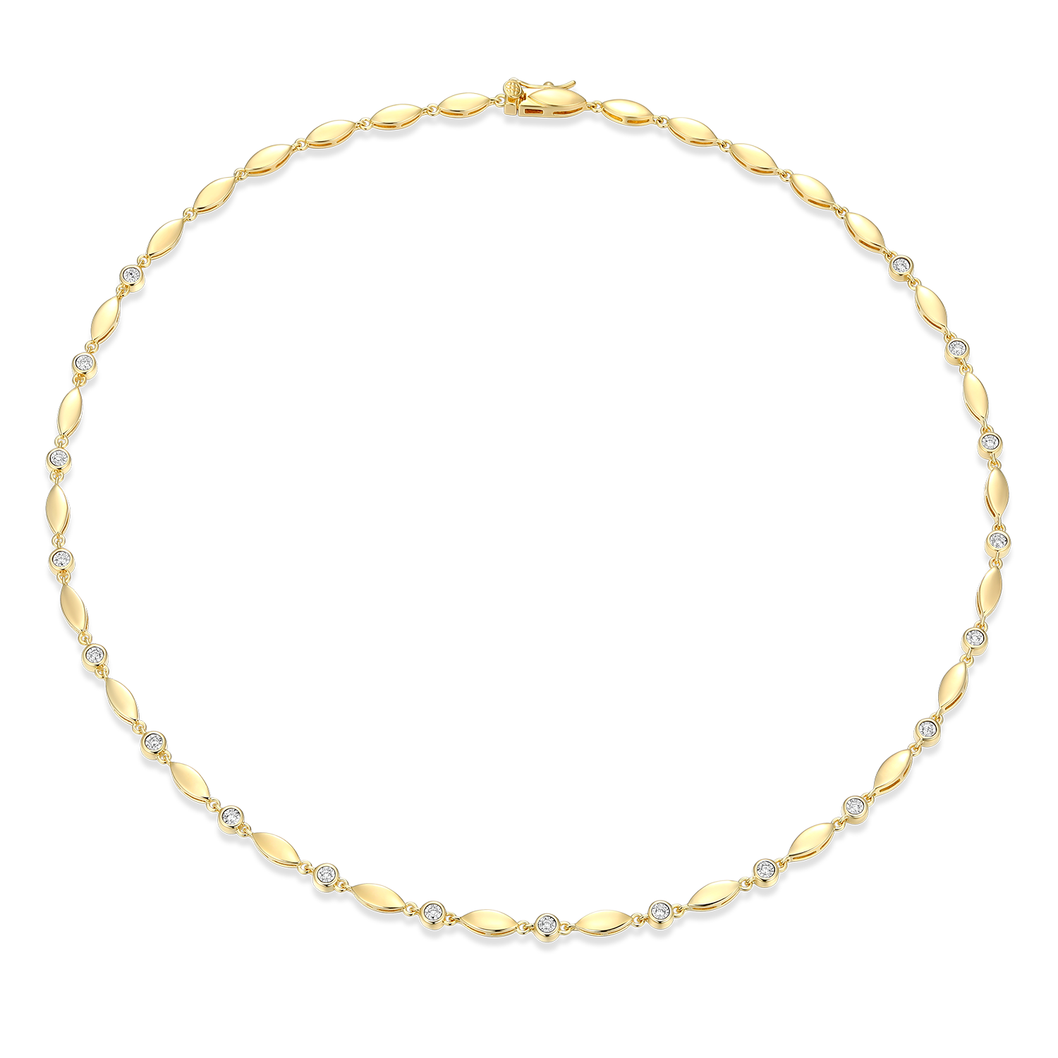 Marquise & Bezel Set Lab-Created Diamond Line Necklace in 14K Yellow Gold-Plated Sterling Silver | M by Monte Luna