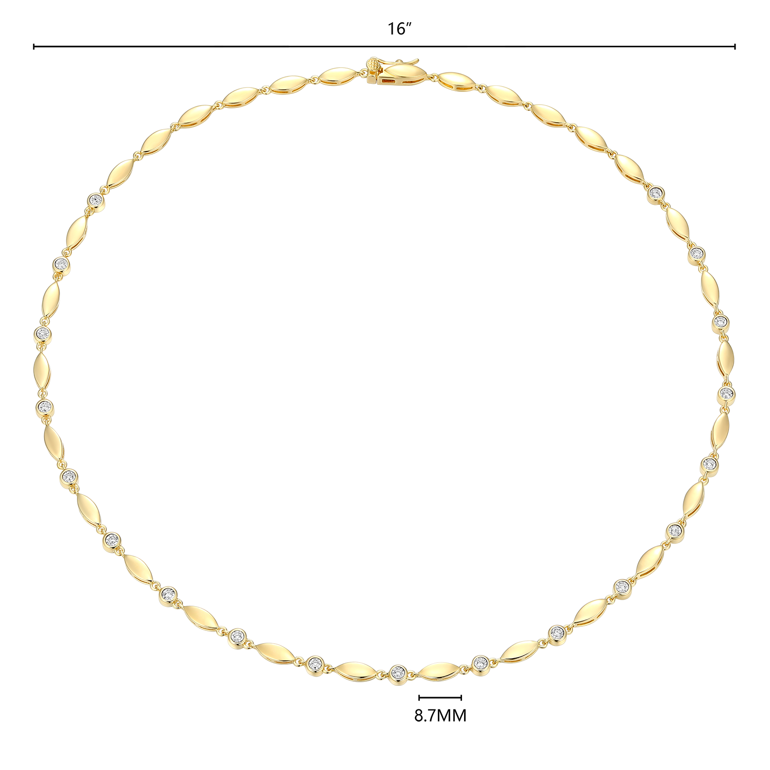 Marquise & Bezel Set Lab-Created Diamond Line Necklace in 14K Yellow Gold-Plated Sterling Silver | M by Monte Luna