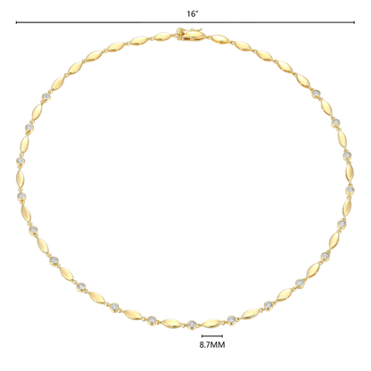 Marquise & Bezel Set Lab-Created Diamond Line Necklace in 14K Yellow Gold-Plated Sterling Silver | M by Monte Luna