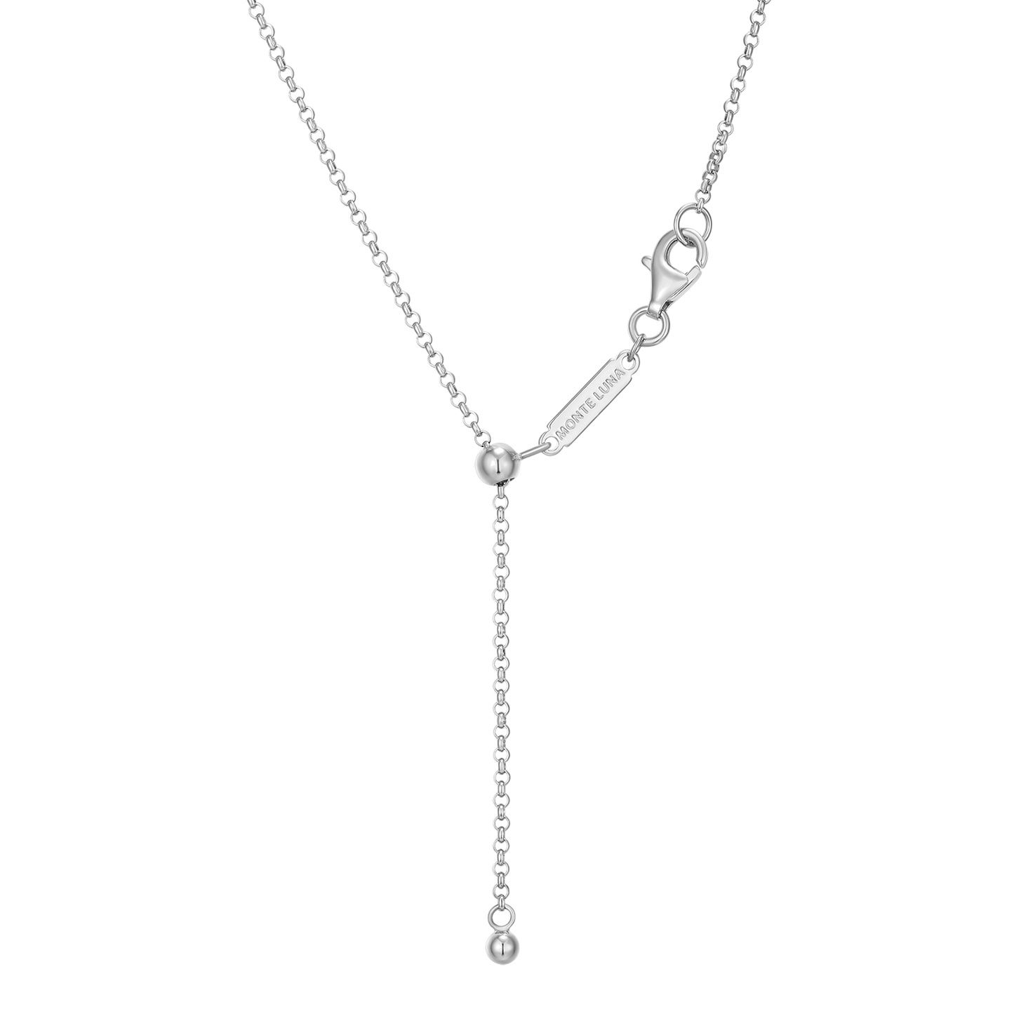 Twin Paperclip Pendant Lab-Created Diamond Bolo Necklace in Rhodium-Plated Sterling Silver | M by Monte Luna