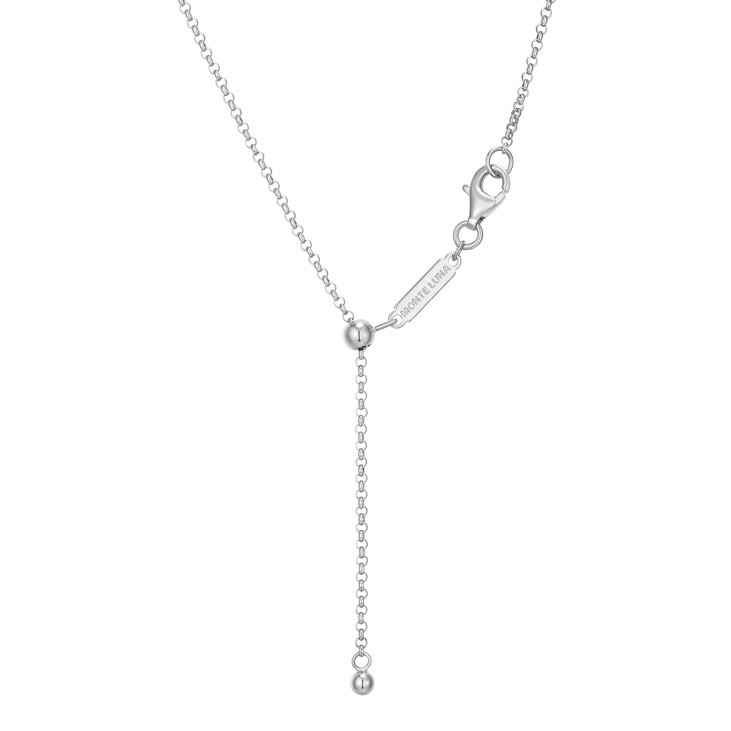 Twin Paperclip Pendant Lab-Created Diamond Bolo Necklace in Rhodium-Plated Sterling Silver | M by Monte Luna