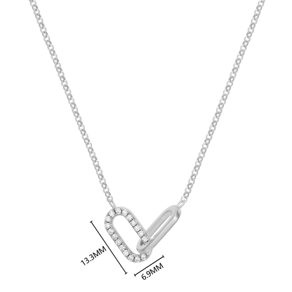 Twin Paperclip Pendant Lab-Created Diamond Bolo Necklace in Rhodium-Plated Sterling Silver | M by Monte Luna