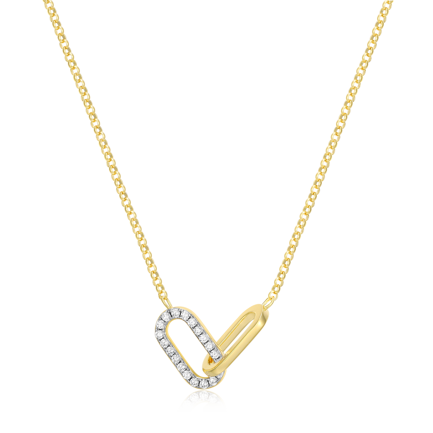 Twin Paperclip Pendant Lab-Created Diamond Bolo Necklace in 14K Yellow Gold-Plated Sterling Silver | M by Monte Luna