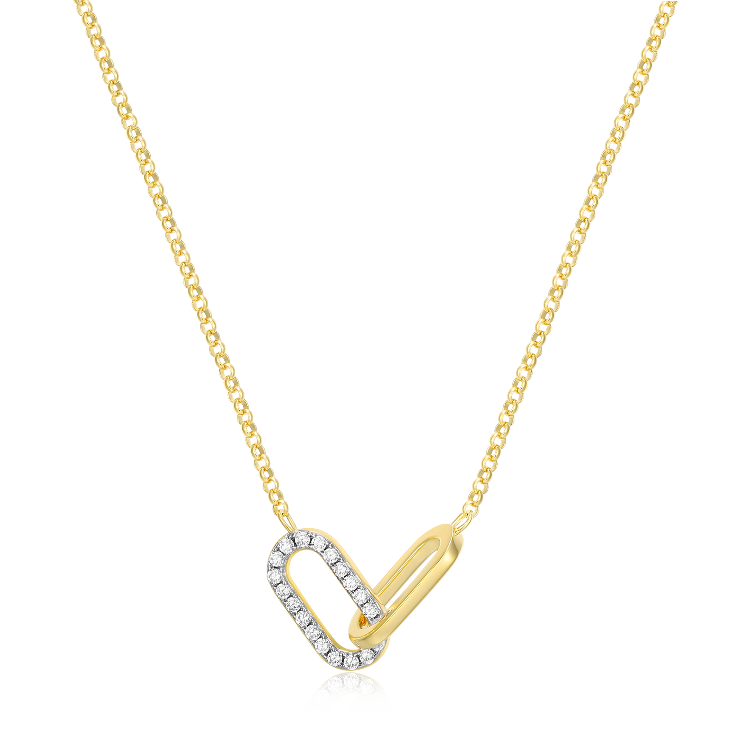 Twin Paperclip Pendant Lab-Created Diamond Bolo Necklace in 14K Yellow Gold-Plated Sterling Silver | M by Monte Luna