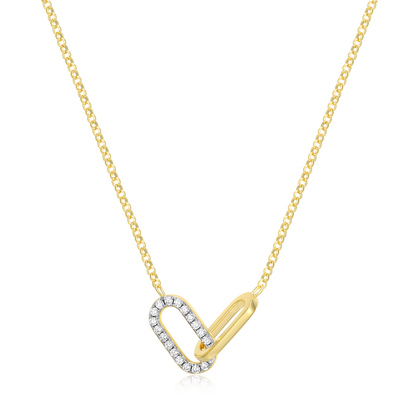 Twin Paperclip Pendant Lab-Created Diamond Bolo Necklace in 14K Yellow Gold-Plated Sterling Silver | M by Monte Luna