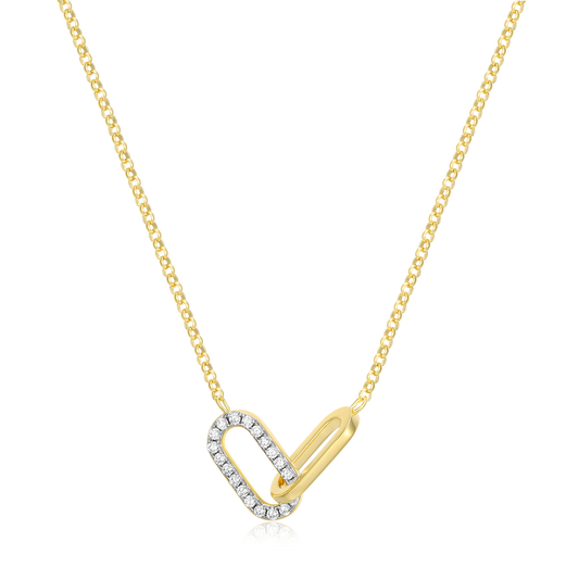 Twin Paperclip Pendant Lab-Created Diamond Bolo Necklace in 14K Yellow Gold-Plated Sterling Silver | M by Monte Luna