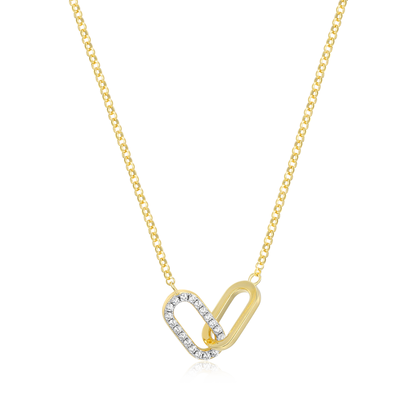 Twin Paperclip Pendant Lab-Created Diamond Bolo Necklace in 14K Yellow Gold-Plated Sterling Silver | M by Monte Luna
