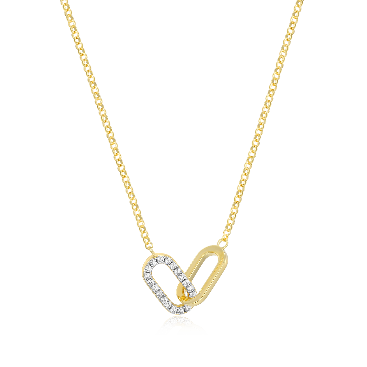 Twin Paperclip Pendant Lab-Created Diamond Bolo Necklace in 14K Yellow Gold-Plated Sterling Silver | M by Monte Luna
