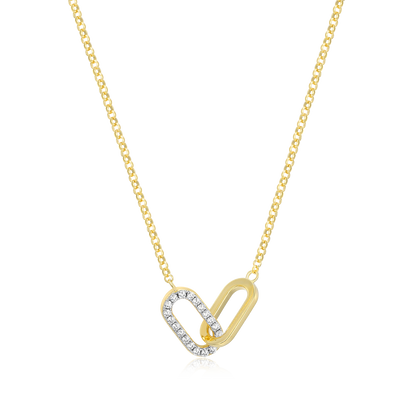 Twin Paperclip Pendant Lab-Created Diamond Bolo Necklace in 14K Yellow Gold-Plated Sterling Silver | M by Monte Luna