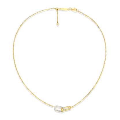Twin Paperclip Pendant Lab-Created Diamond Bolo Necklace in 14K Yellow Gold-Plated Sterling Silver | M by Monte Luna