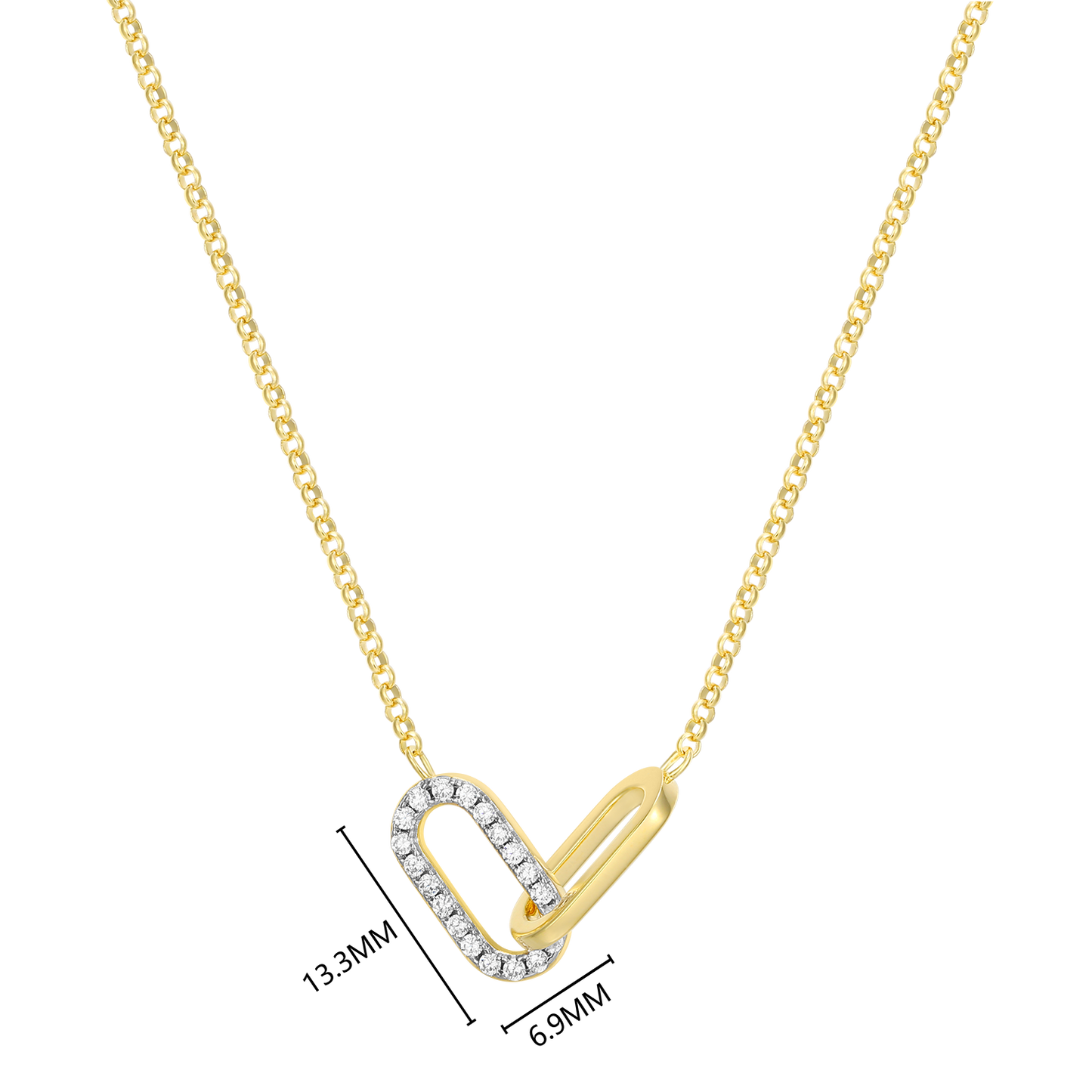 Twin Paperclip Pendant Lab-Created Diamond Bolo Necklace in 14K Yellow Gold-Plated Sterling Silver | M by Monte Luna