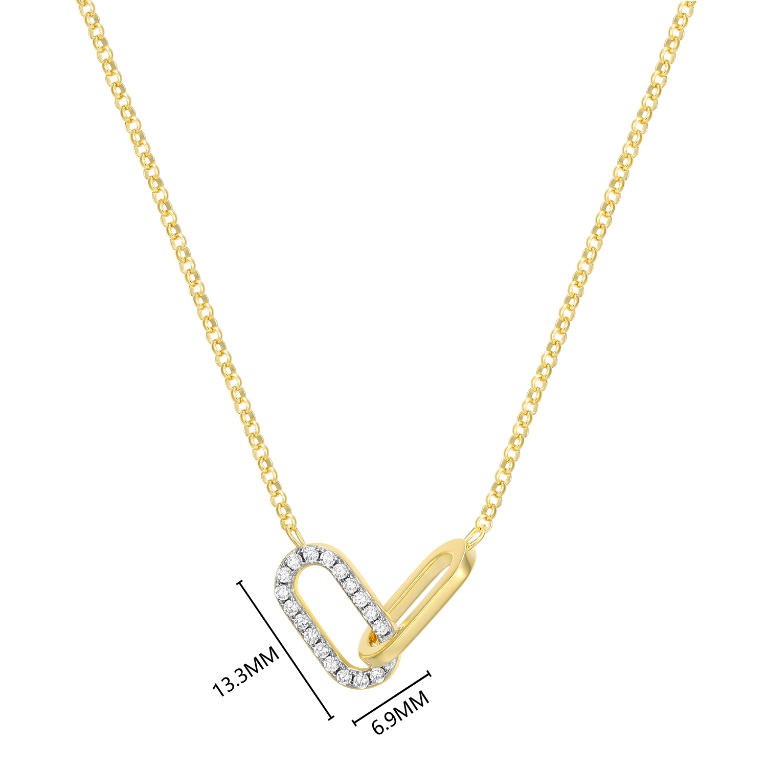 Twin Paperclip Pendant Lab-Created Diamond Bolo Necklace in 14K Yellow Gold-Plated Sterling Silver | M by Monte Luna