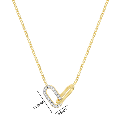 Twin Paperclip Pendant Lab-Created Diamond Bolo Necklace in 14K Yellow Gold-Plated Sterling Silver | M by Monte Luna