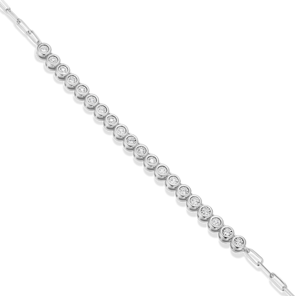 Mini Paperclip Chain & Bezel-Set Lab-Created Diamond Necklace in Rhodium-Plated Sterling Silver | M by Monte Luna