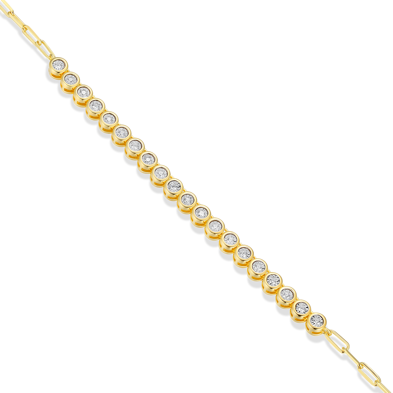 Mini Paperclip Chain & Bezel-Set Lab-Created Diamond Necklace in 14K Yellow Gold-Plated Sterling Silver | M by Monte Luna