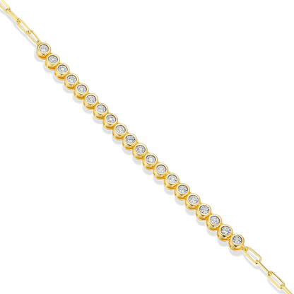 Mini Paperclip Chain & Bezel-Set Lab-Created Diamond Necklace in 14K Yellow Gold-Plated Sterling Silver | M by Monte Luna