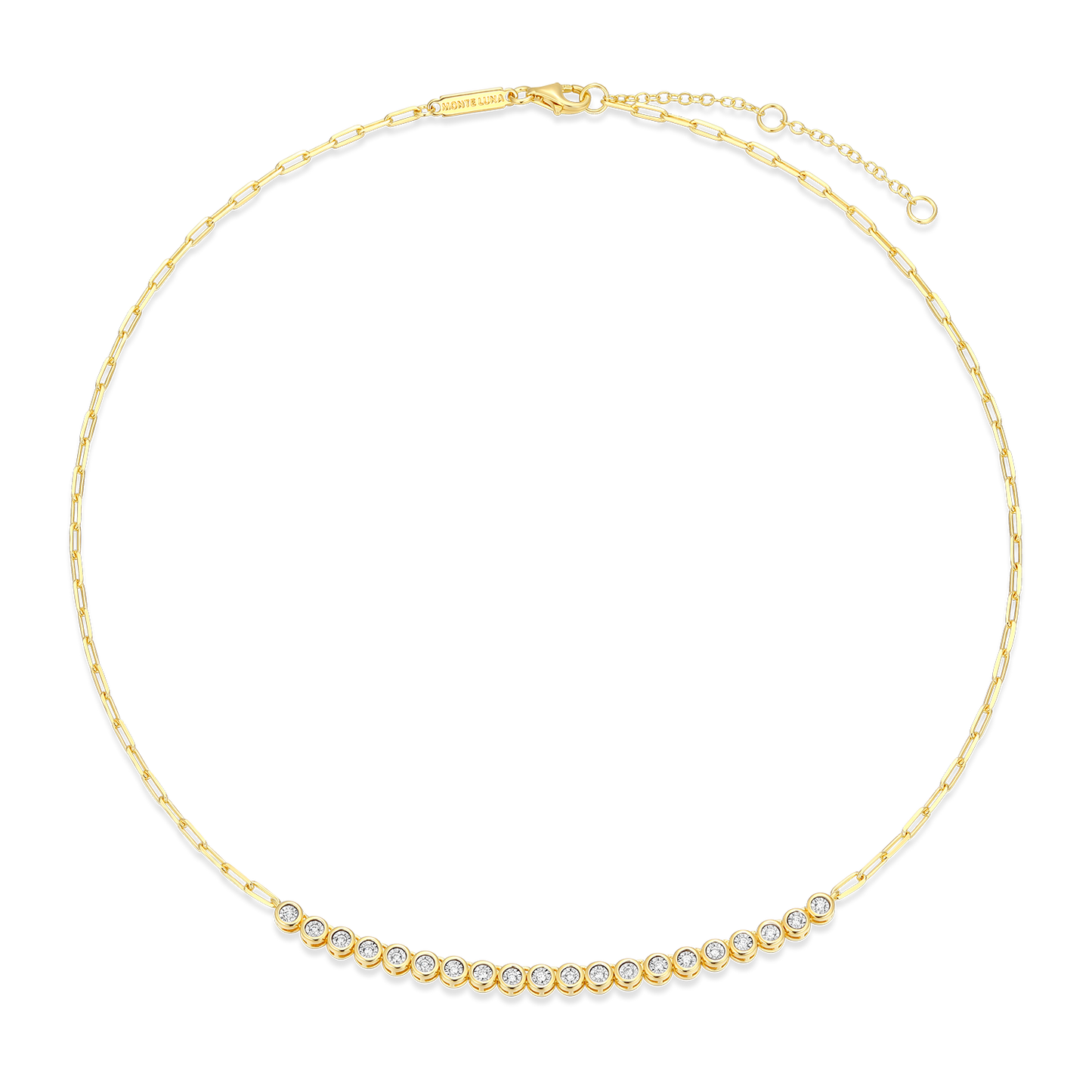 Mini Paperclip Chain & Bezel-Set Lab-Created Diamond Necklace in 14K Yellow Gold-Plated Sterling Silver | M by Monte Luna