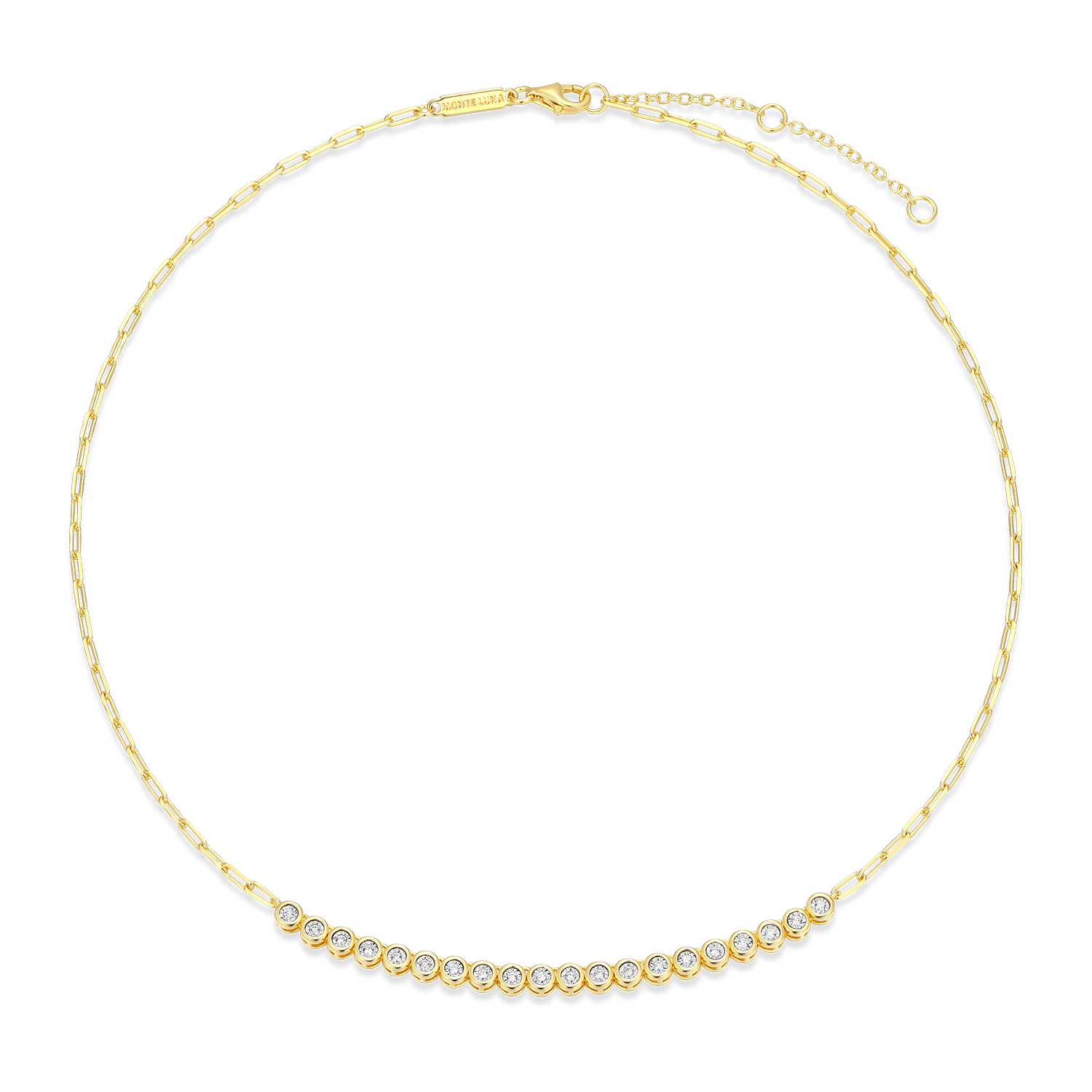 Mini Paperclip Chain & Bezel-Set Lab-Created Diamond Necklace in 14K Yellow Gold-Plated Sterling Silver | M by Monte Luna
